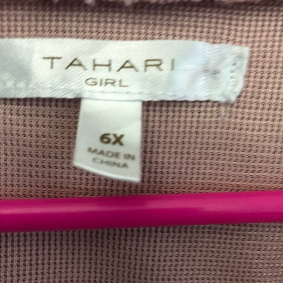 TAHARI GIRL Mauve Fluffy Shirt with Bows - Picture 4 of 9